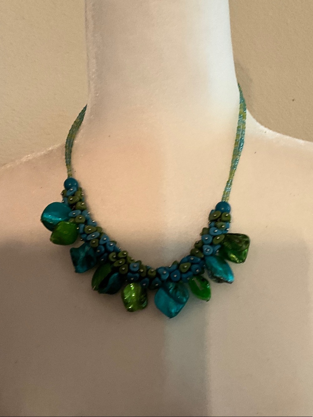 Blue & Green Leaf Cluster Necklace - Women Jewelry